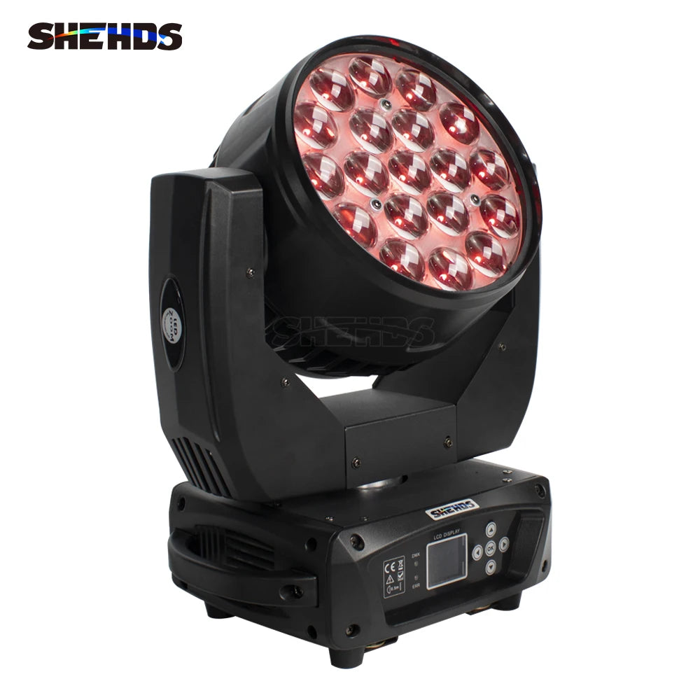 SHEHDS New Upgrade LED Beam+Wash 19x15W / 6x15W RGBW Zoom Lighting DXM