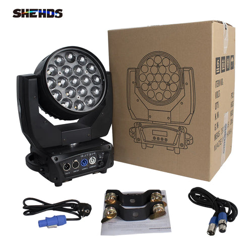 SHEHDS New Upgrade LED Beam+Wash 19x15W / 6x15W RGBW Zoom Lighting DXM