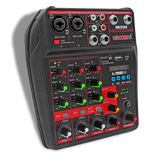 5 Core Audio Mixer 4 Channel DJ Equipment with Bluetooth USB Sound