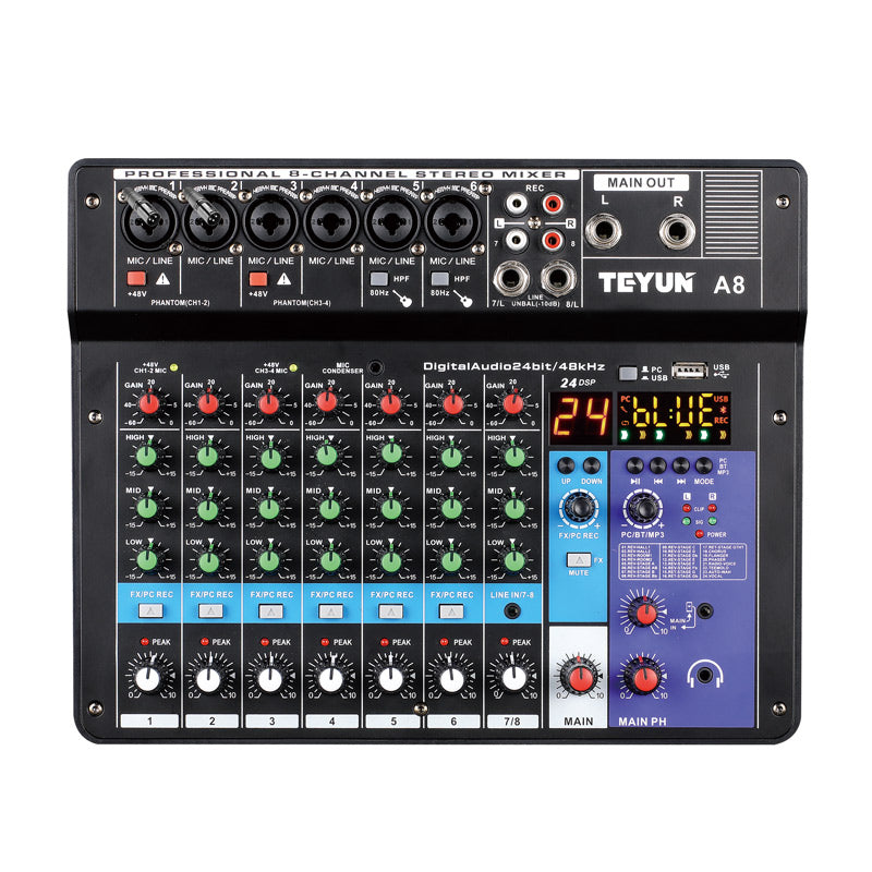 Professional 8-channel Digital Mixer Sound Card Microphone Mobile