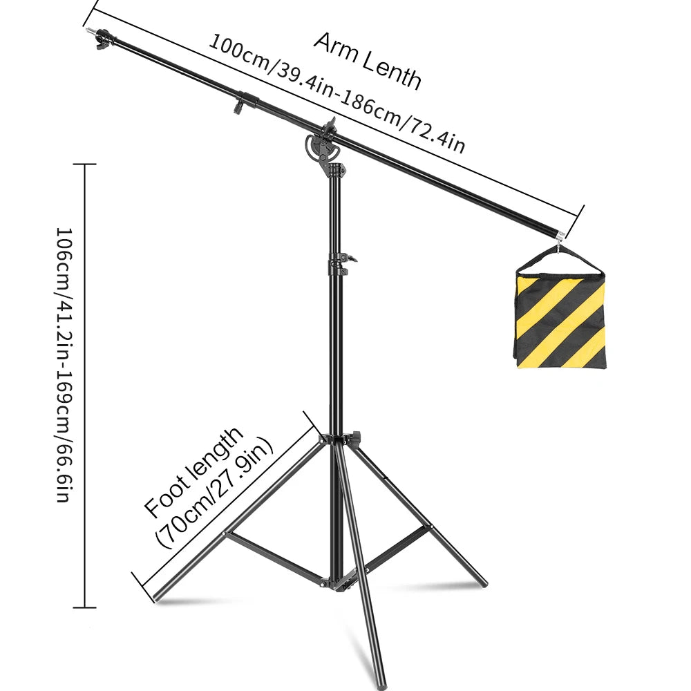 Light C Stand 2.8-4M Metal Tripod Crossbar Arm Magic Photography Equip