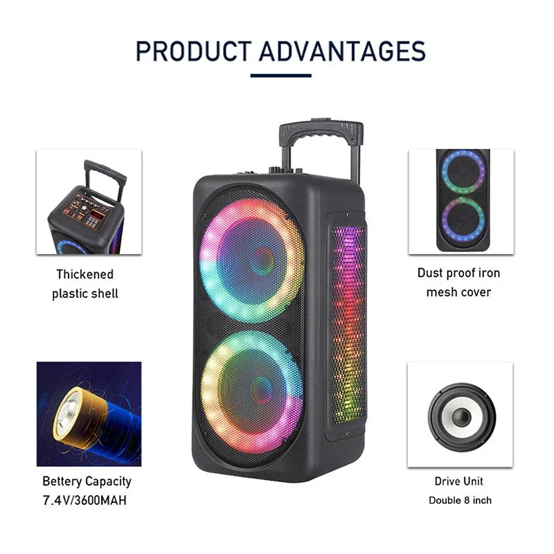 6000W Peak Power Bluetooth Speaker Outdoor Portable Soundbox LED Light