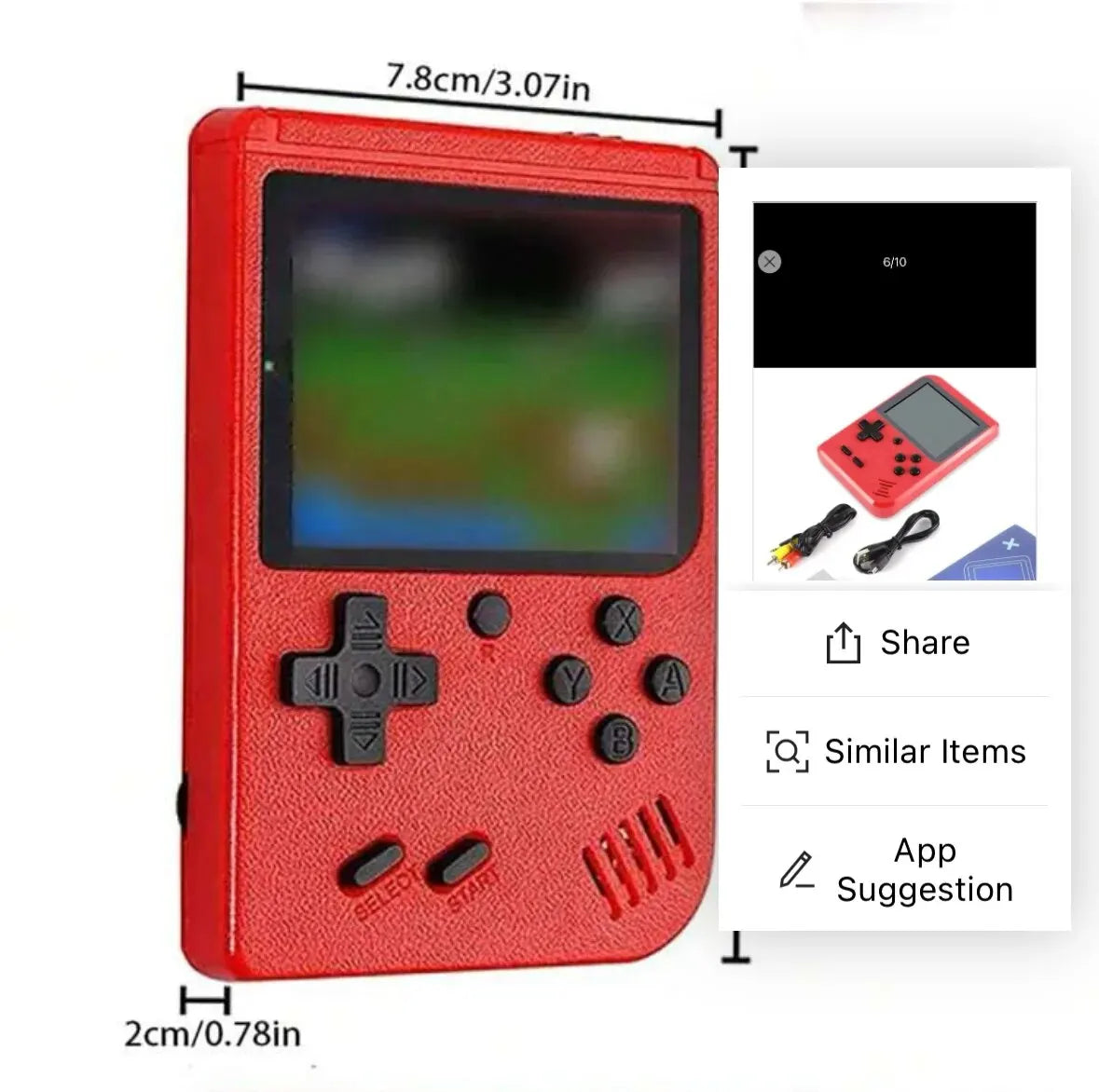 A Red Retro Classic Games Children's Handheld Small Game Console With