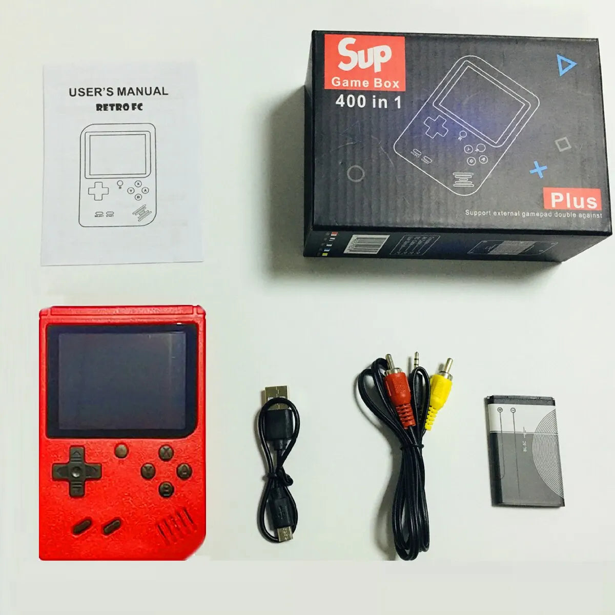 A Red Retro Classic Games Children's Handheld Small Game Console With