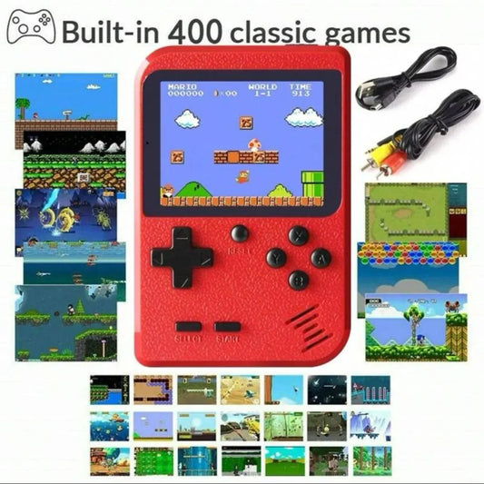 A Red Retro Classic Games Children's Handheld Small Game Console With