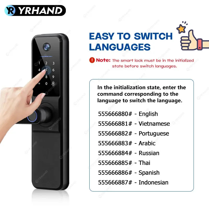 YRHAND H01 Fechadura Eletronica Tuya Wifi Digital Electronic Smart