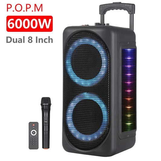 6000W Peak Power Bluetooth Speaker Outdoor Portable Soundbox LED Light