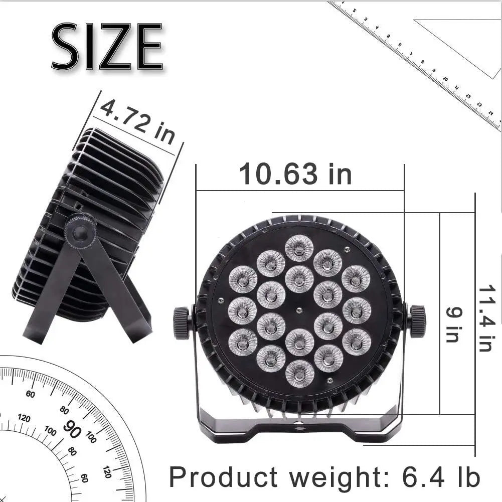 Aluminum Alloy LED Par 18x18W RGBWA+UV Lights 6in1 LED Lighting DMX512