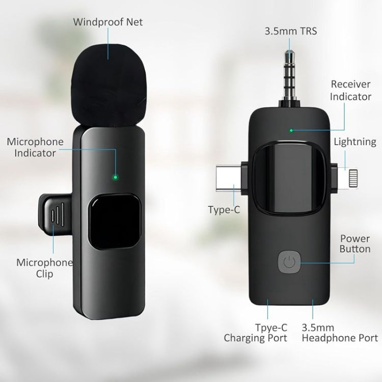 2 in 1 Wireless Lavalier Microphones for iPhone / Android