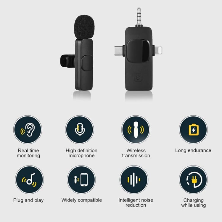 3 in 1 Wireless Lavalier Microphones for iPhone / Android