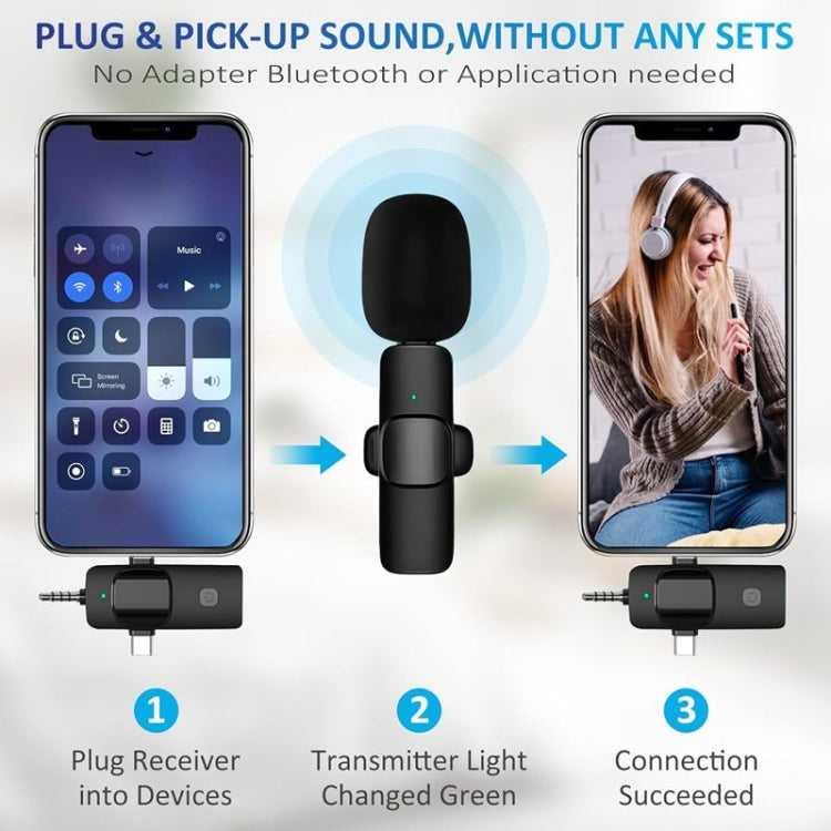 3 in 1 Wireless Lavalier Microphones for iPhone / Android