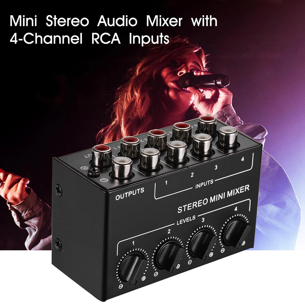 Portable CX400 Passive Stereo Mixer 4-Channel Small Audio Mixer Stereo