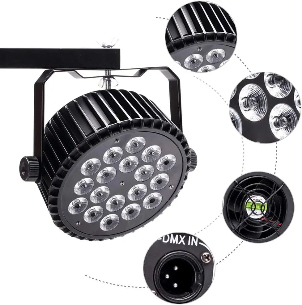 Aluminum Alloy LED Par 18x18W RGBWA+UV Lights 6in1 LED Lighting DMX512