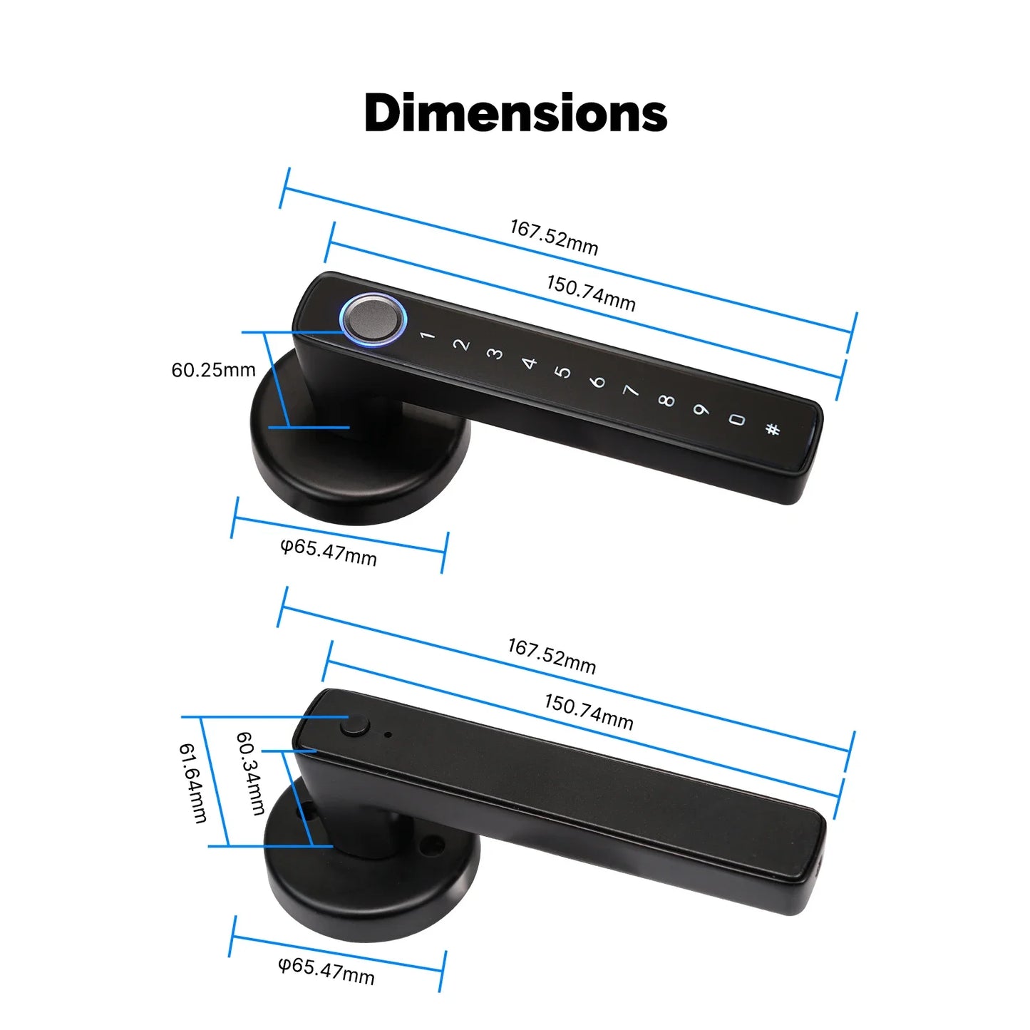 MOES Tuya Bluetooth Smart Fingerprint Door Handle Lock Electronic