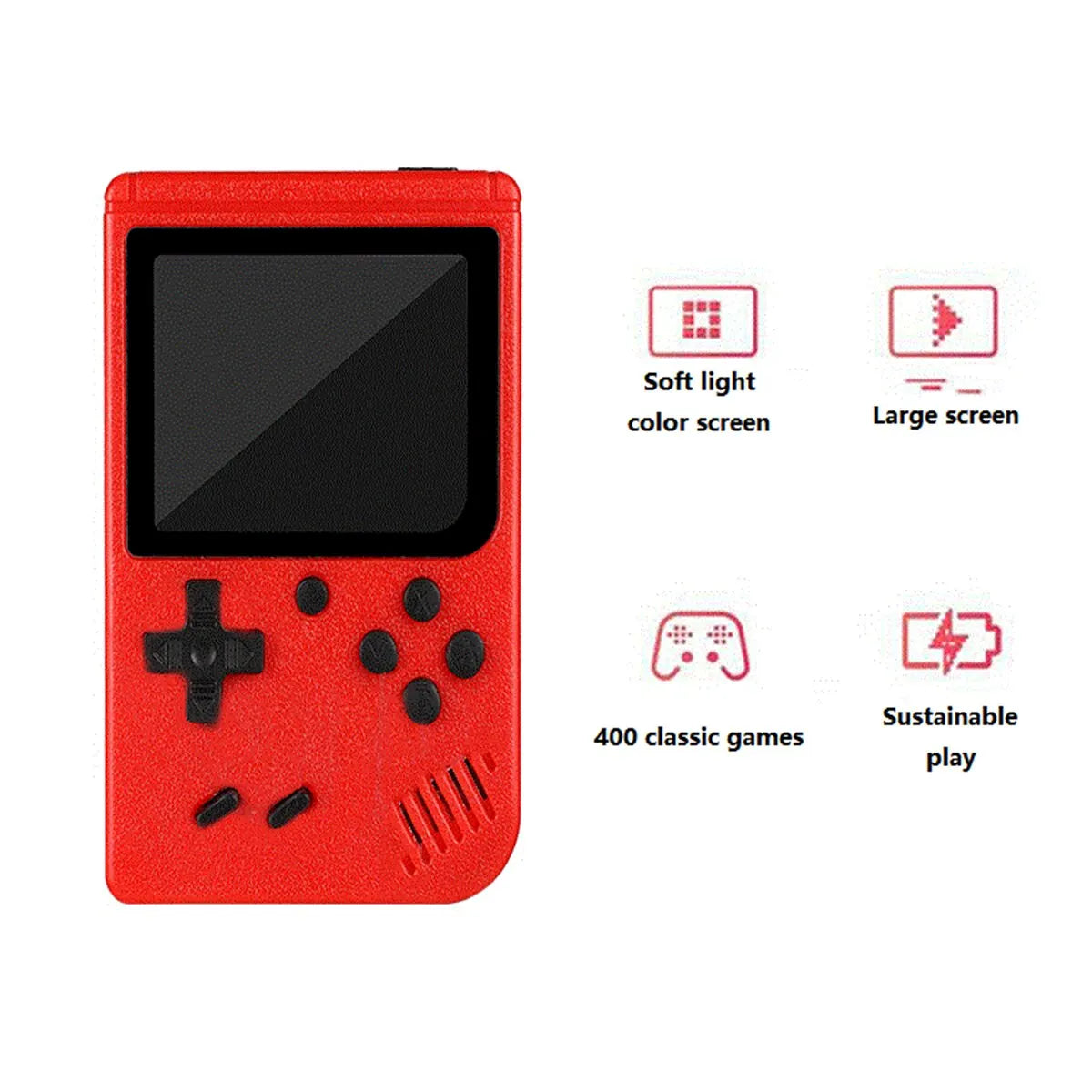 A Red Retro Classic Games Children's Handheld Small Game Console With