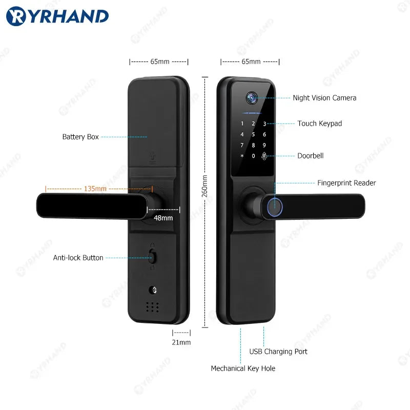 YRHAND H01 Fechadura Eletronica Tuya Wifi Digital Electronic Smart